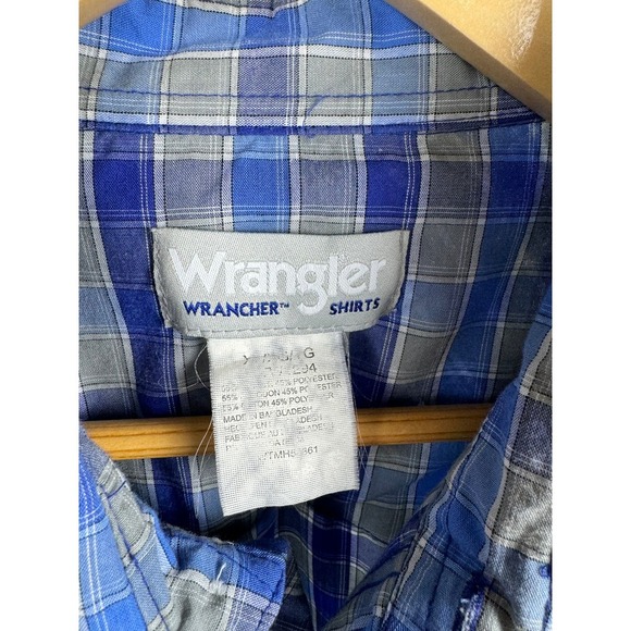 Wrangler Pearl Snap Vintage Short Sleeve Button Shirt Men's XL Blue - Picture 5 of 7